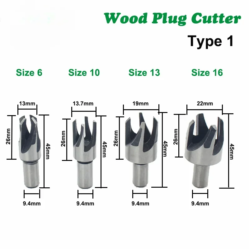 8PCS Wood Plug Cutters Set Woodworking Cutting Tool Wood Drill Bit Claw Cork Drill for Wood 5/8 1/2 3/8 1/4 Inch