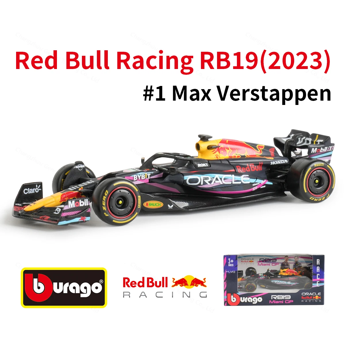 Bburago 1:43 2023 Miami RB19 #1 #11 Red Bull F1 Racing Formula Car Static Simulation Diecast Alloy Model Car