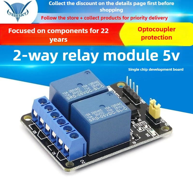 5V Low Level Trigger 2-channel Relay Module Microcontroller Development Board with Optocoupler Protection Relay Expansion Board