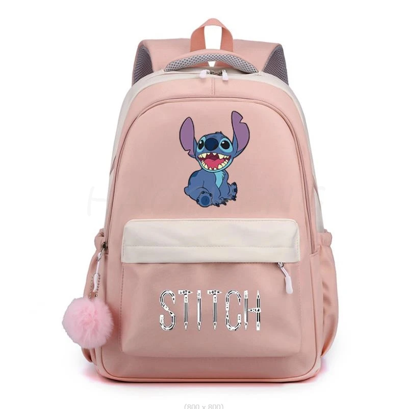 Fashion MINISO Disney Stitch Cute Cartoon Backpack Teenager Kids Fashion Female Student School Bag Waterproof Knapsack Mochila