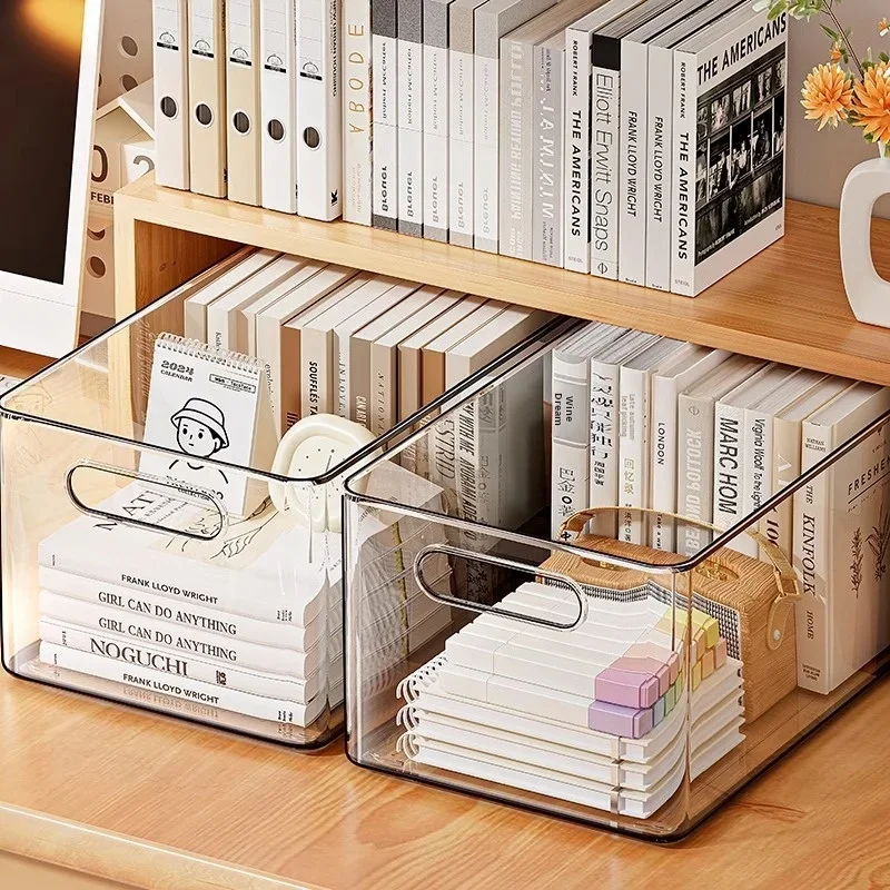

Desktop Box Acrylic Transparent Dormitory Desk Stationery Book Rack Organizing Box Office Document Basket Large Shadow box Box