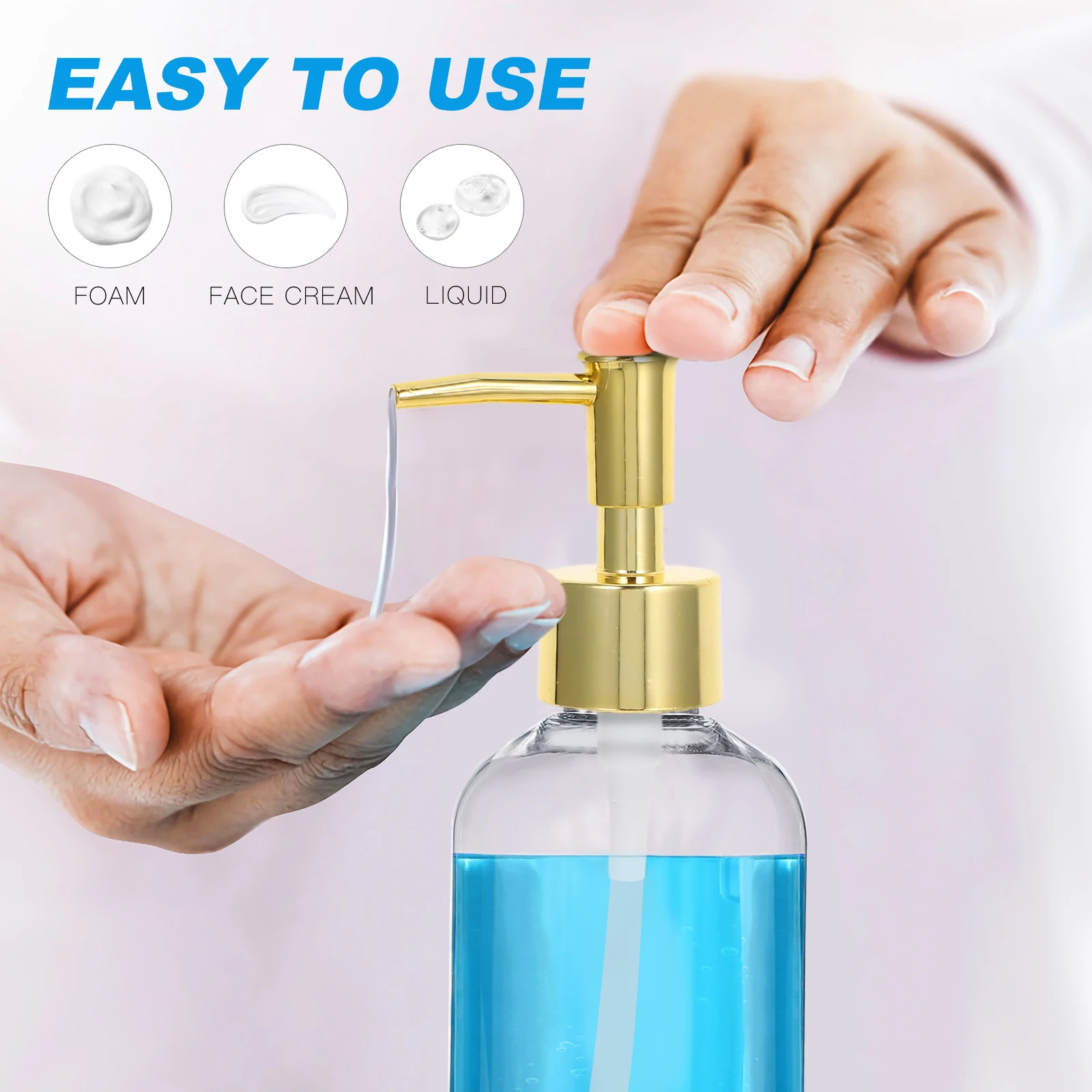 

Bottle Pump Head ABS Plastic Empty Refillable Tube Top Handwash Dispenser Electroplated Kitchen Sauce