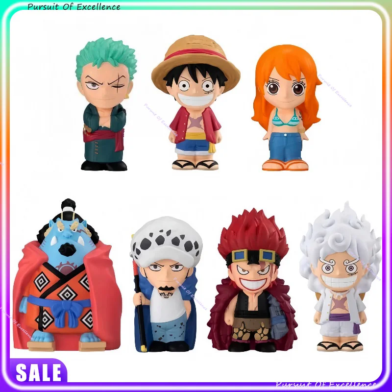 

В наличии Bandai One Piece Мягкая виниловая фигурка серии Луффи, Зоро Слепая коробка Игрушки Хэллоуин и Новый год Подарки настольный орнамент кукла