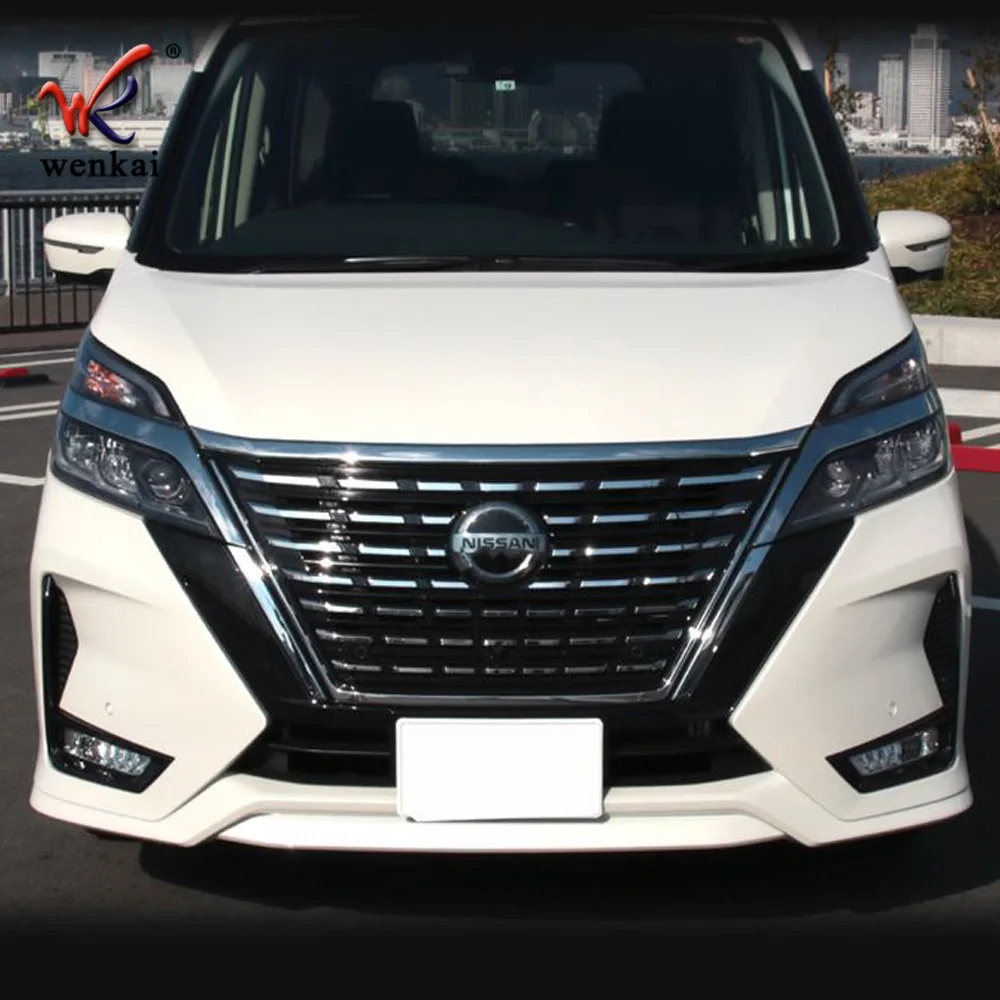 For NISSAN SERENA C27 2017 2018 2019 Car Accessories ABS Chrome Front Hood Bonnet Grill Grille Bumper Lip Mesh Trim Cover