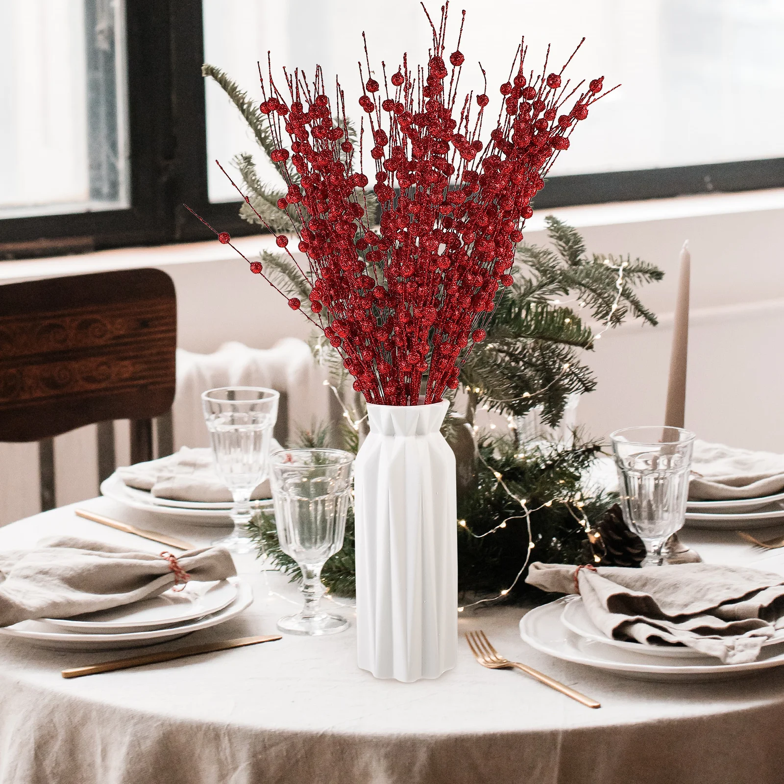 

10Pcs Simulation Berries Branches Christmas Tree Decor DIY Fake Berry Picks for Home Mall Party New Year's Decoration