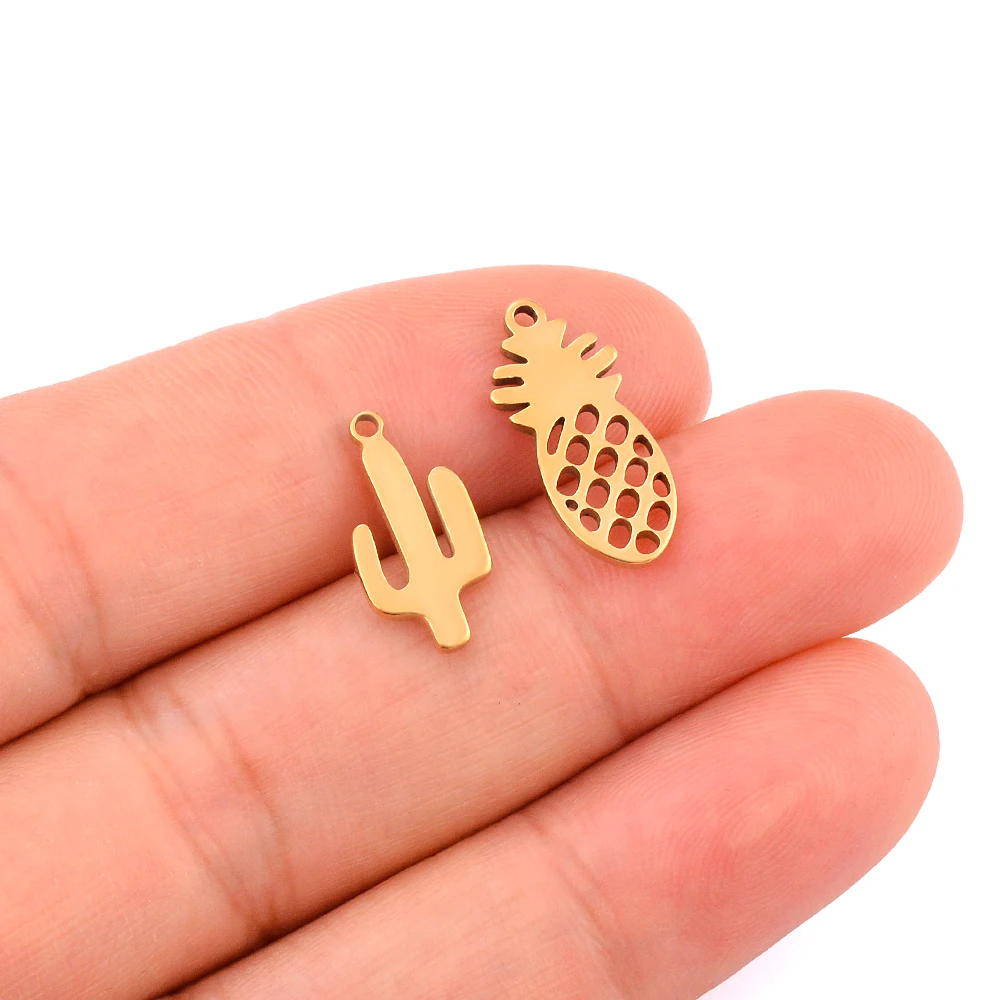 20 sztuk/partia kaktus ananas ze stali nierdzewnej Charms wisiorki na naszyjnik bransoletka tworzenia biżuterii DIY akcesoria do rękodzieła