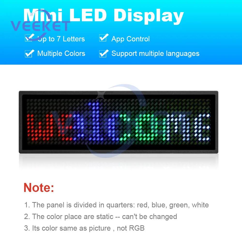 Imagem -03 - Emblema Iluminado Bluetooth com Display Led Rolagem Luminosa Cartas Andantes Brilho Ajustável Ios Android Super Standby