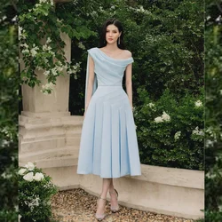 Customized Jersey Ruched Evening A-line One-shoulder Bespoke Occasion Gown Midi Dresses