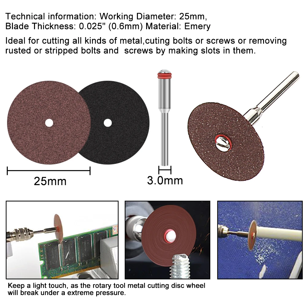 XCAN 63pcs Set Mata Potong Mini HSS, Mata Gergaji Berlian, Cakram Potong Logam, Bor Mandrel 1/8 inci untuk Alat Putar Dremel