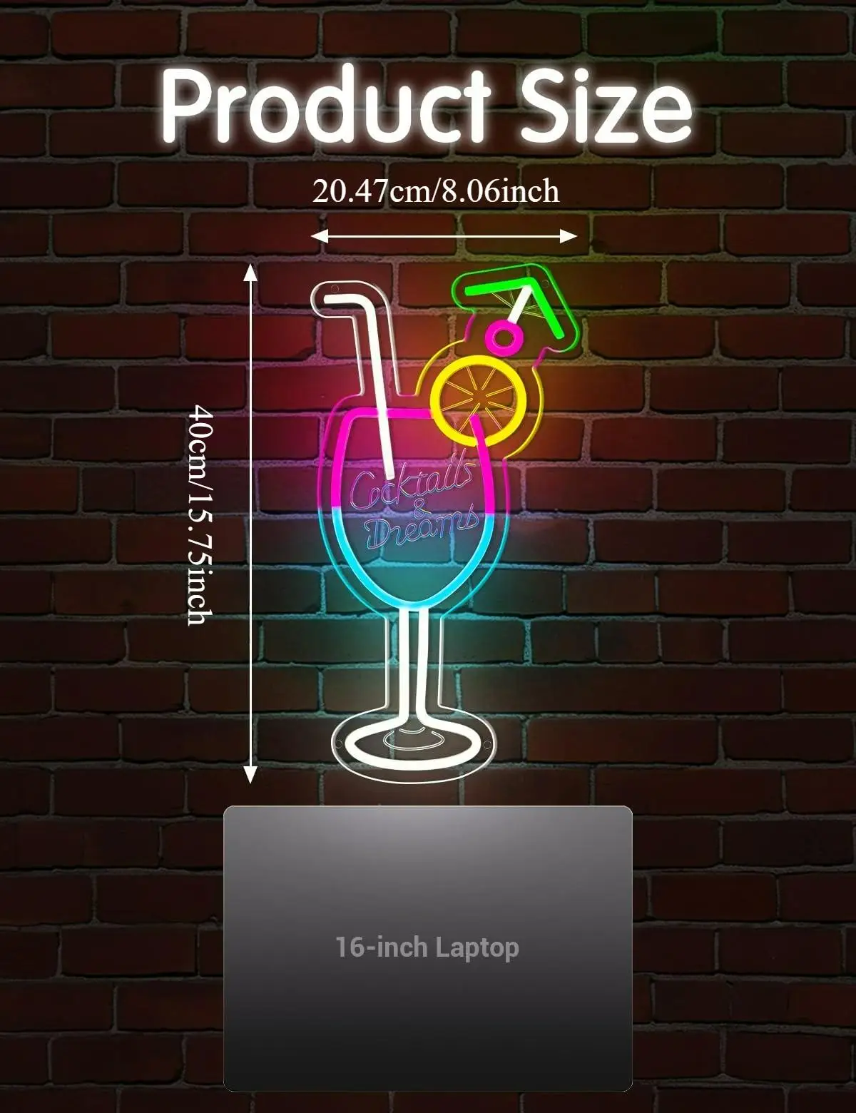 Cocktails and Dreams Neon Sign Neon Sign for Wall Decor in Bar Decor for Party Cocktail Bar Pub Night Club Man Cave Decoration view 3