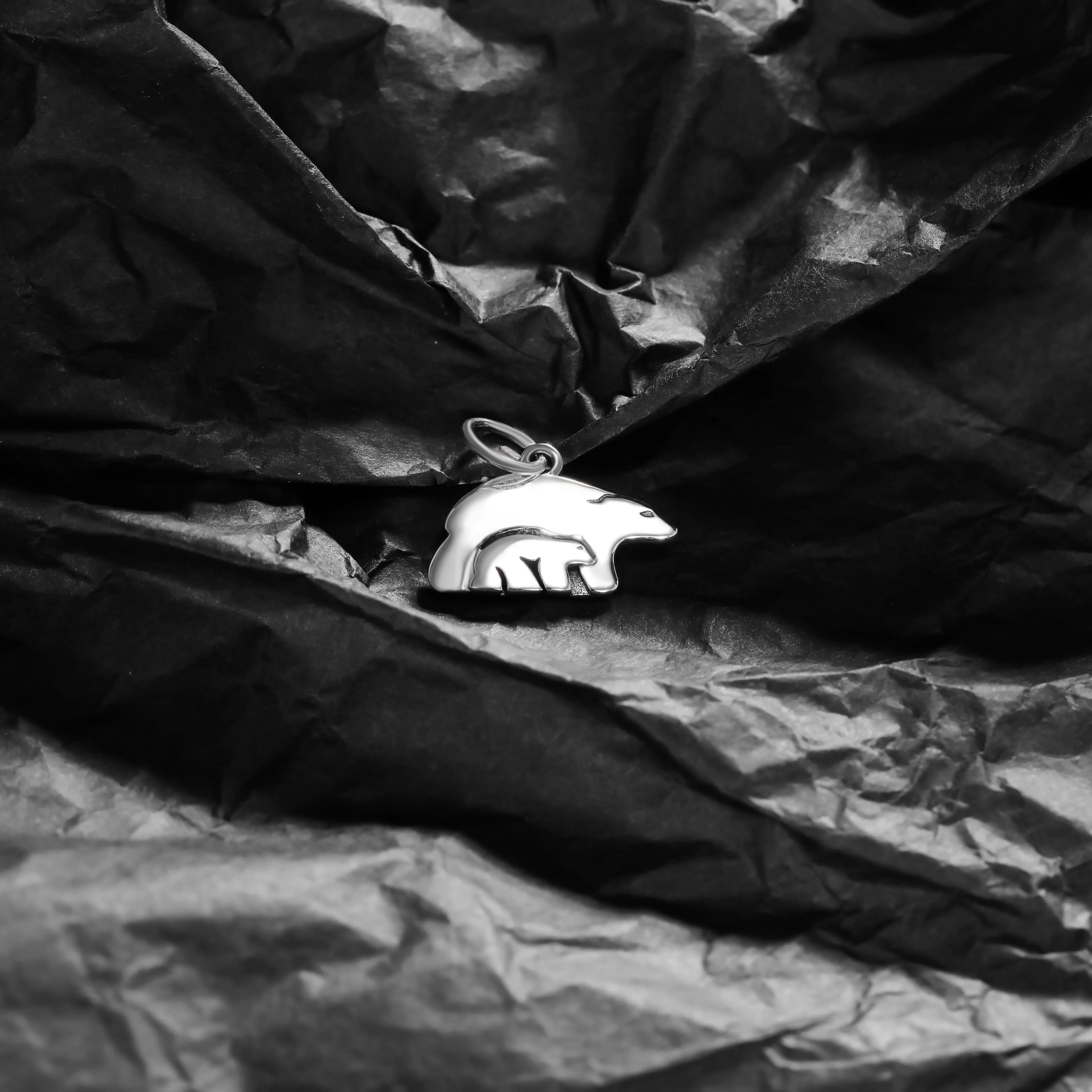 

DJ079 genuine 925 sterling silver keychain DIY silver jewelry Mom Bear pendant