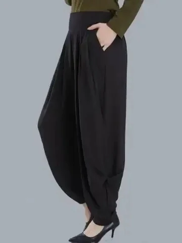 

Свободные танцевальные брюки Харлан с высокой талией для женщин, лето-осень, длинные брюки-фонарики, прямой крой, повседневные брюки больших размеров