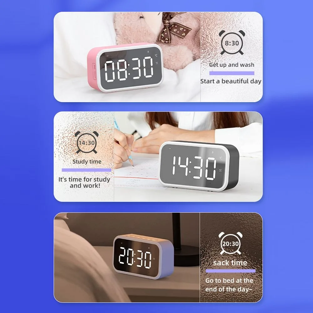 Multi-functional Alarm Clock Large LED Screen Display USB Charging Bluetooth Speaker FM Radio Bluetooth Desktop Clocks