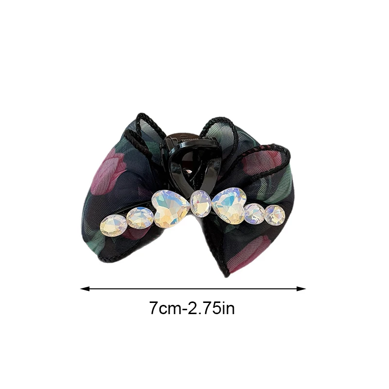 1PC Moonlight Rhinestone Hair Clip for Women Girls Net Gauze Bubble Satin Claw Princess Forehead Shark Side Hair Accessory - Image 4