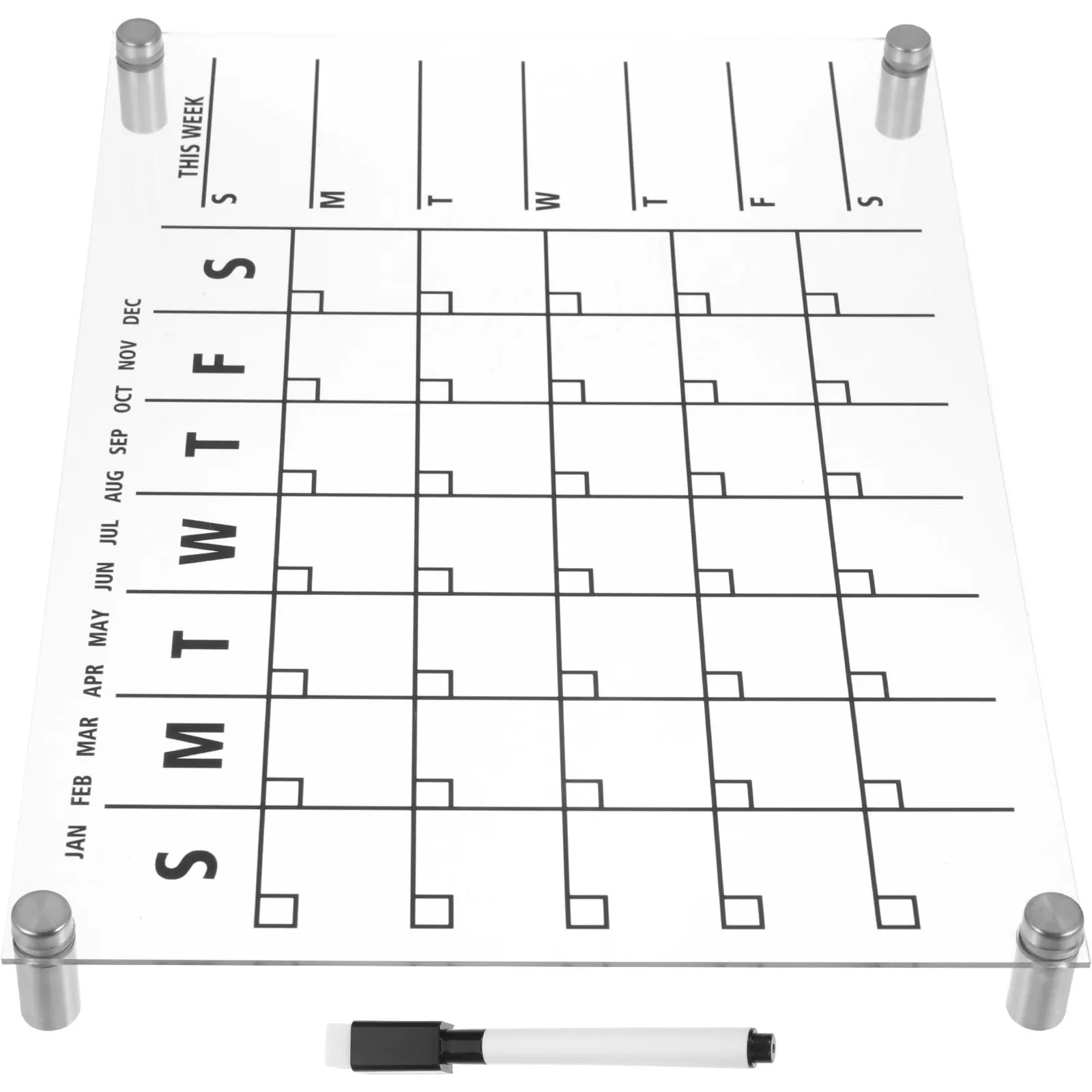 1Set Creative Acrylic Dry Erase Message Board Weekly Planner for Party Wedding Birthday Home Office Kitchen Restaurant Use Clear