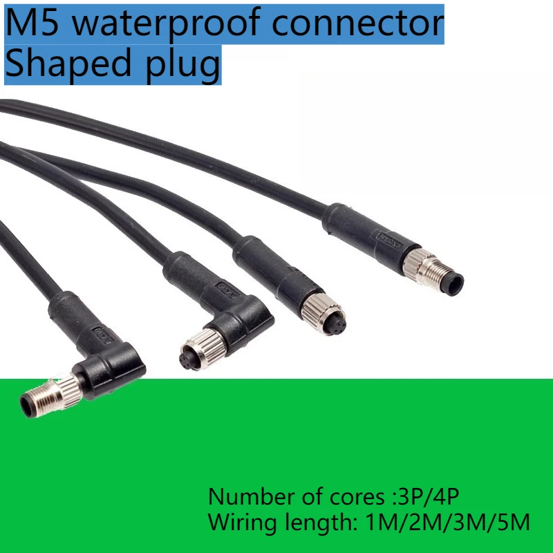 

M5 aviation plug 3/4-pin male/female, M5 waterproof connector IP67 sensor wire straight head elbow