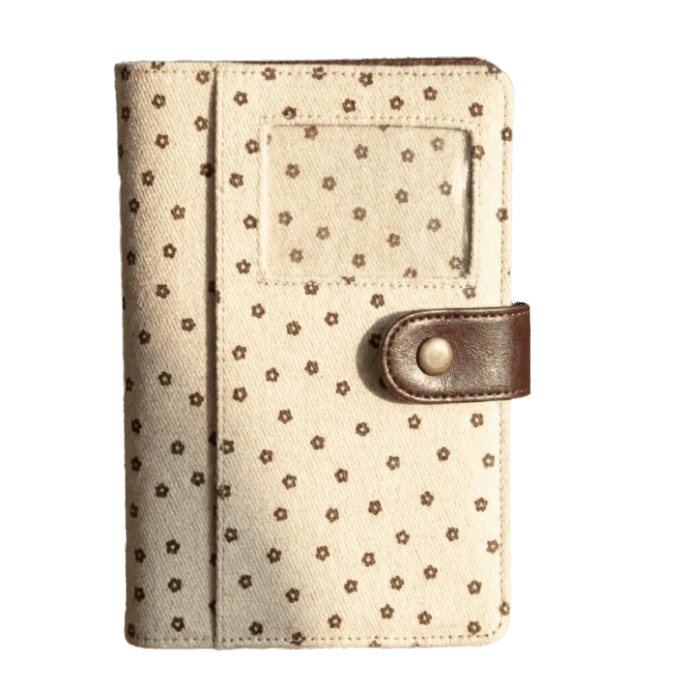 DIY Polka Dot A7 Notebook Card Pocket Denim Fabric Loose-Leaf Notebook Cover Loose Leaf Snap Button Journal Binder Cover