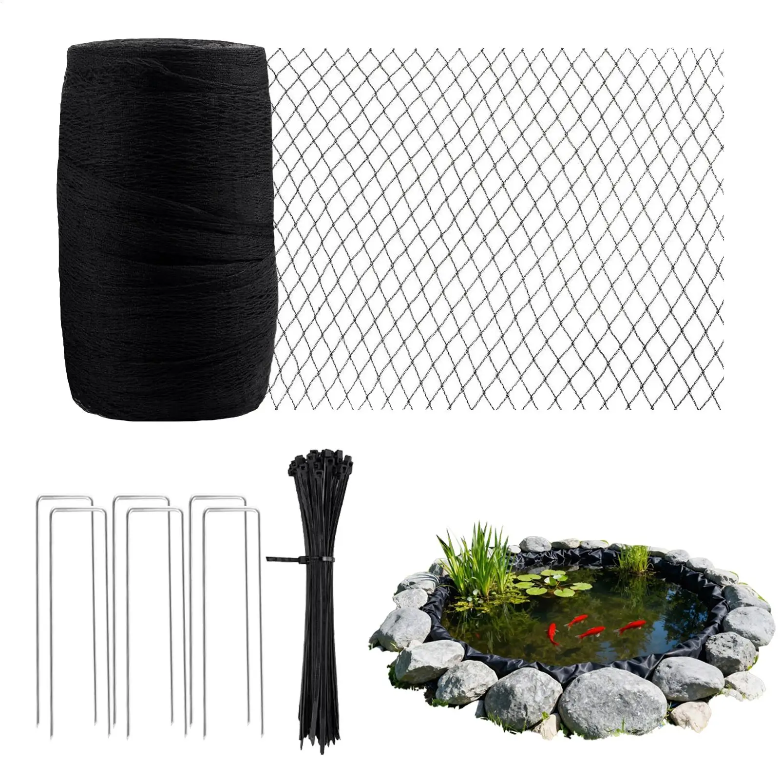 Bird Blocker Net Fish Pond Mesh Roll Garden Anti-Leaf Debris Protector Cover Heavy Duty Netting For Outdoor Lake Water River