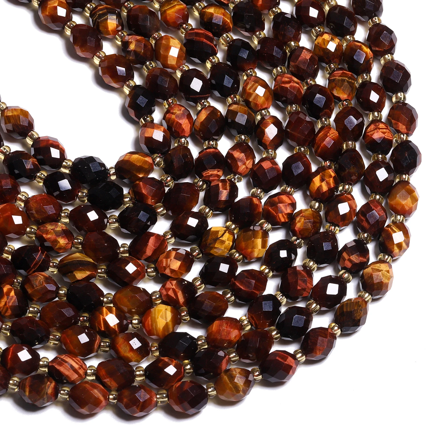 8x6mm Faceted Oval Stone Bead Natural Red Tiger Eye Rice Shape Spacer Bead For Jewelry Making Diy Bracelet Accessories 7.5''