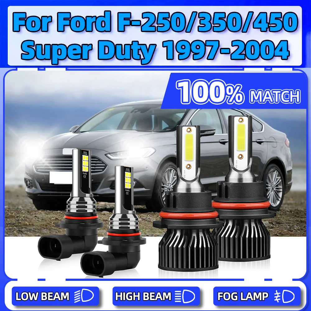 LED Headlight Bulbs 12V 6000K Fog Lights 40000LM Car Front Lights For Ford F-250/350/450 Super Duty 1997-2001 2002 2003 2004