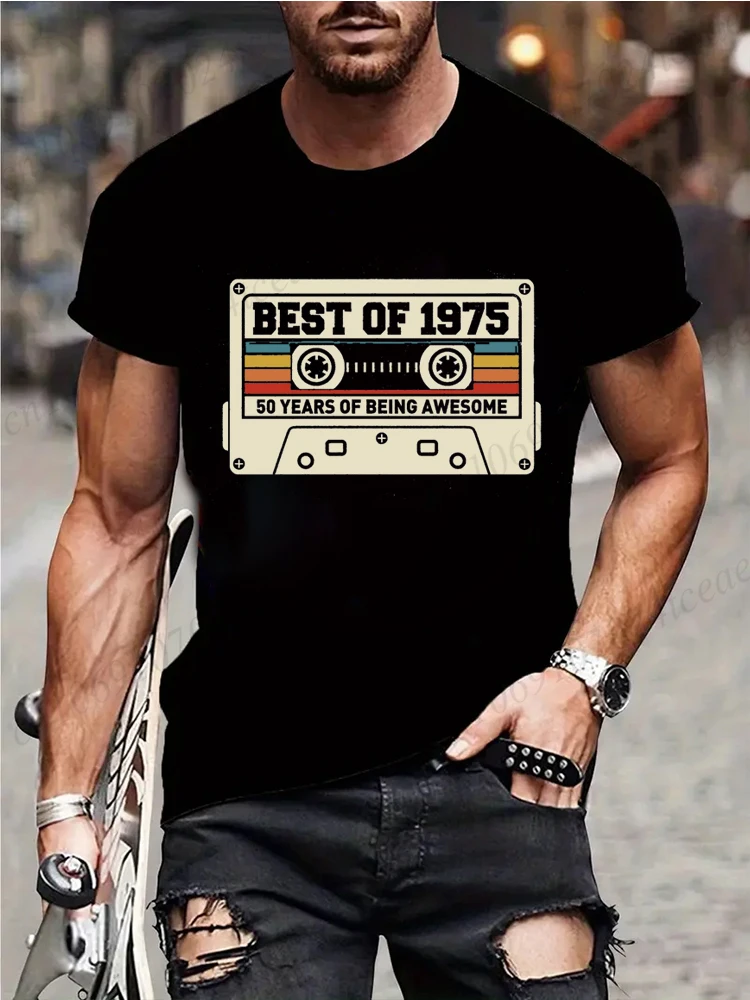 

Рубашка Best of 1975 года на 50-летие, кассетные футболки в стиле ретро 1975 года, винтажный подарок на 50-летие для женщин и мужчин, футболка для вечеринки