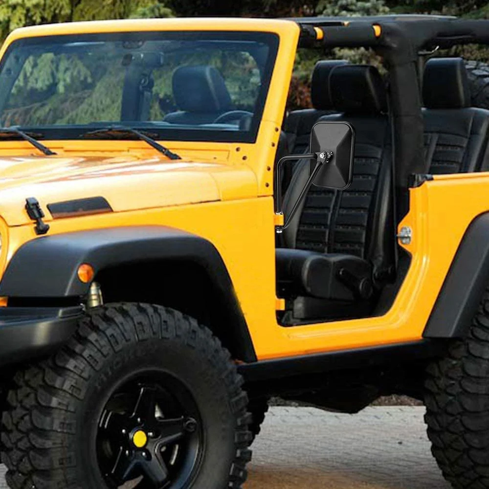 

Doors Off Mirrors for Jeep Wrangler CJ YJ TJ JK JL & Unlimited, Wider Rearview Mirrors Square Door Side Hinge Mirror