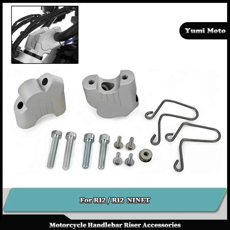 

Motorcycle Handlebar Riser Accessories Adjustable Heightening Clamp Riser Kit CNC Aluminum For BMW R12 / R12 nineT
