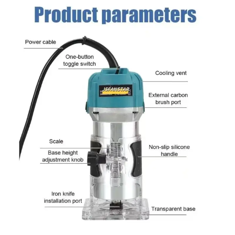 ATVAluminium Carpentry Milling Trimming Hand Electric Wood Trimmer PVC Edge Industrial