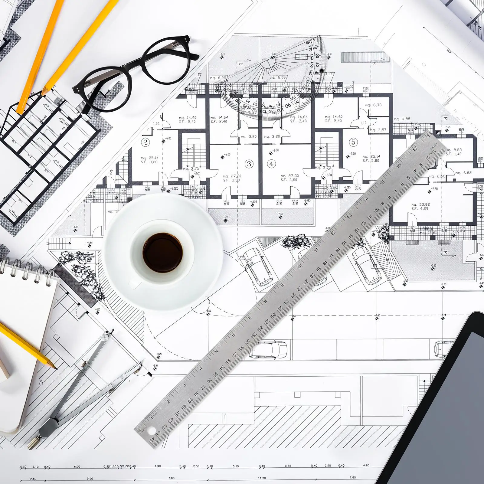 Cork Ruler 45cm Soft Metal Straight Edge Stainless Steel Kids School Office Tool Rulers for Students Woodworking Measuring