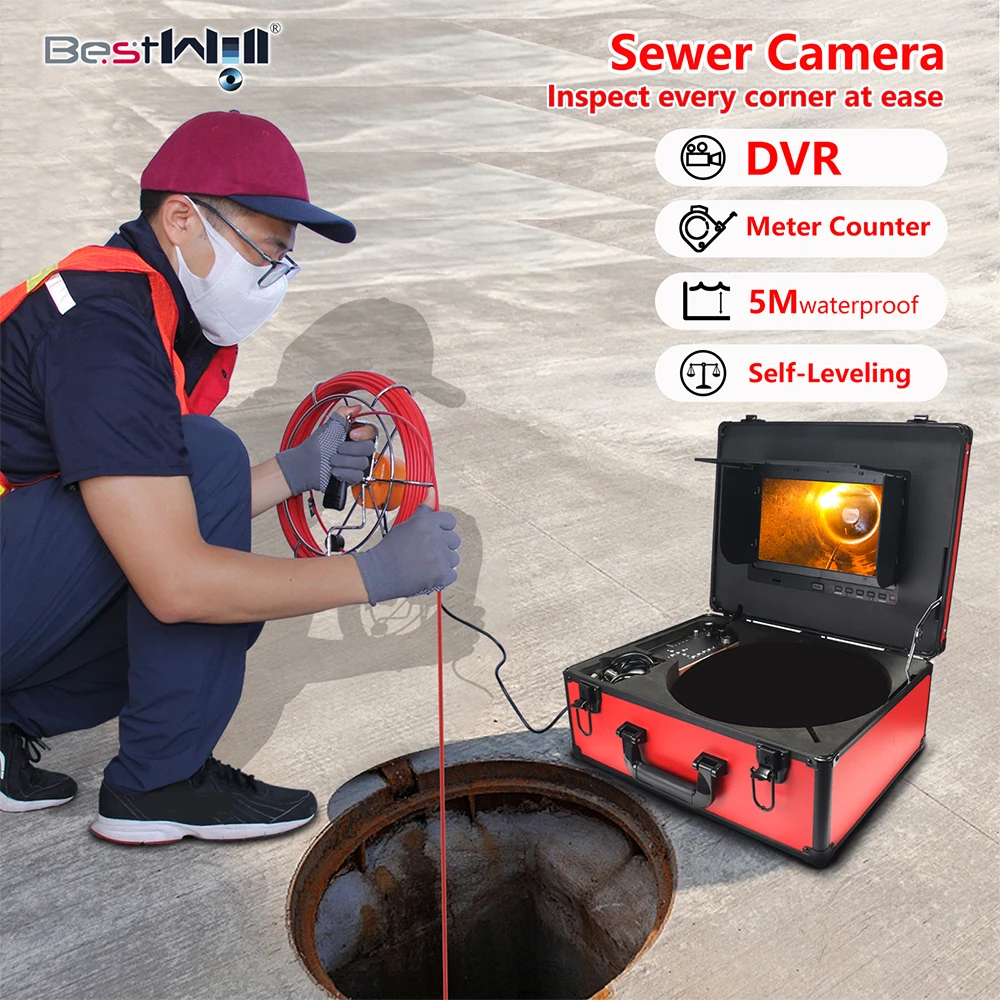 CR110-10D1 endoscope camera drain sewer pipe inspection video camera with 12 led night vision lights