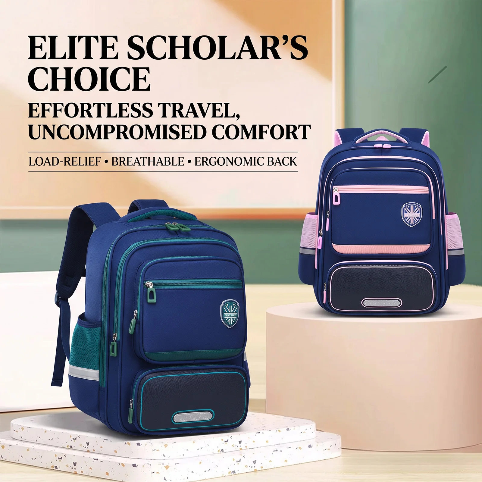 Extra Large Capacity Waterproof Ergonomic Backpack School Bag for Grades 1-6 Kids Back to School Sale