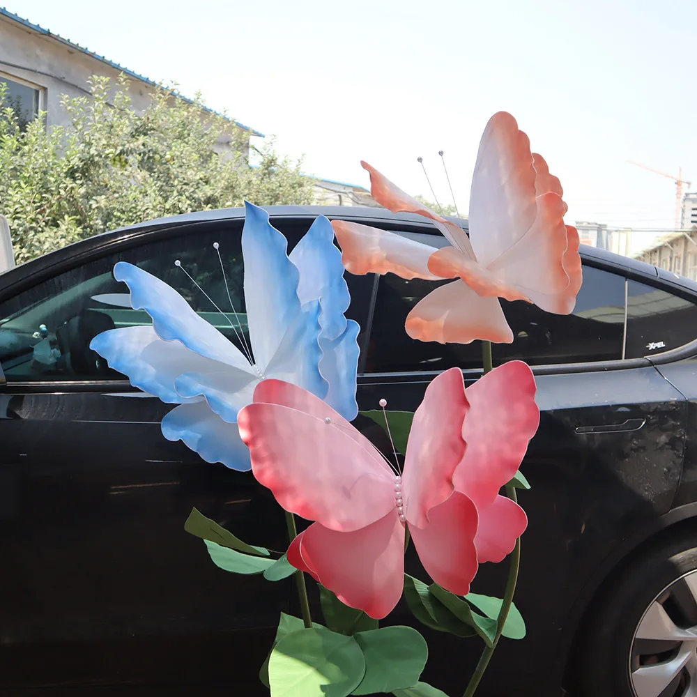 كريب صناعي ورق فراشة حديقة ديكورات مركز تسوق نافذة عرض اكسسوارات الزفاف فراشة ثلاثية الأبعاد #2