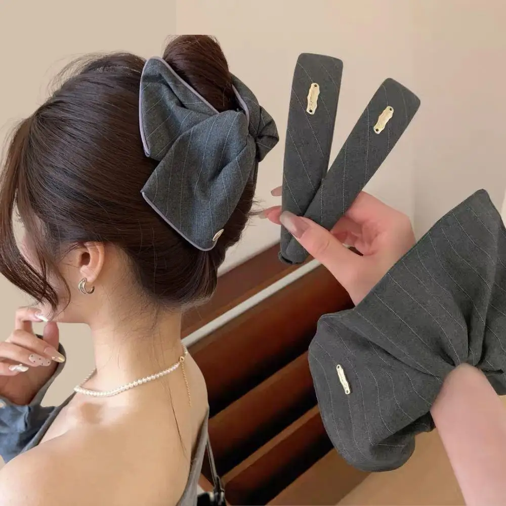 

French Style Striped Hairband Elegant Women Ponytail Holder Hair Rope Korean Large Square Low Ponytail Elastic Hair Scrunchies