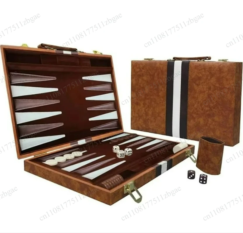 Portable Travel Folding Backgammon Board Game Set with Leather Case, Nice Gift for Strategy Game Enthusiasts