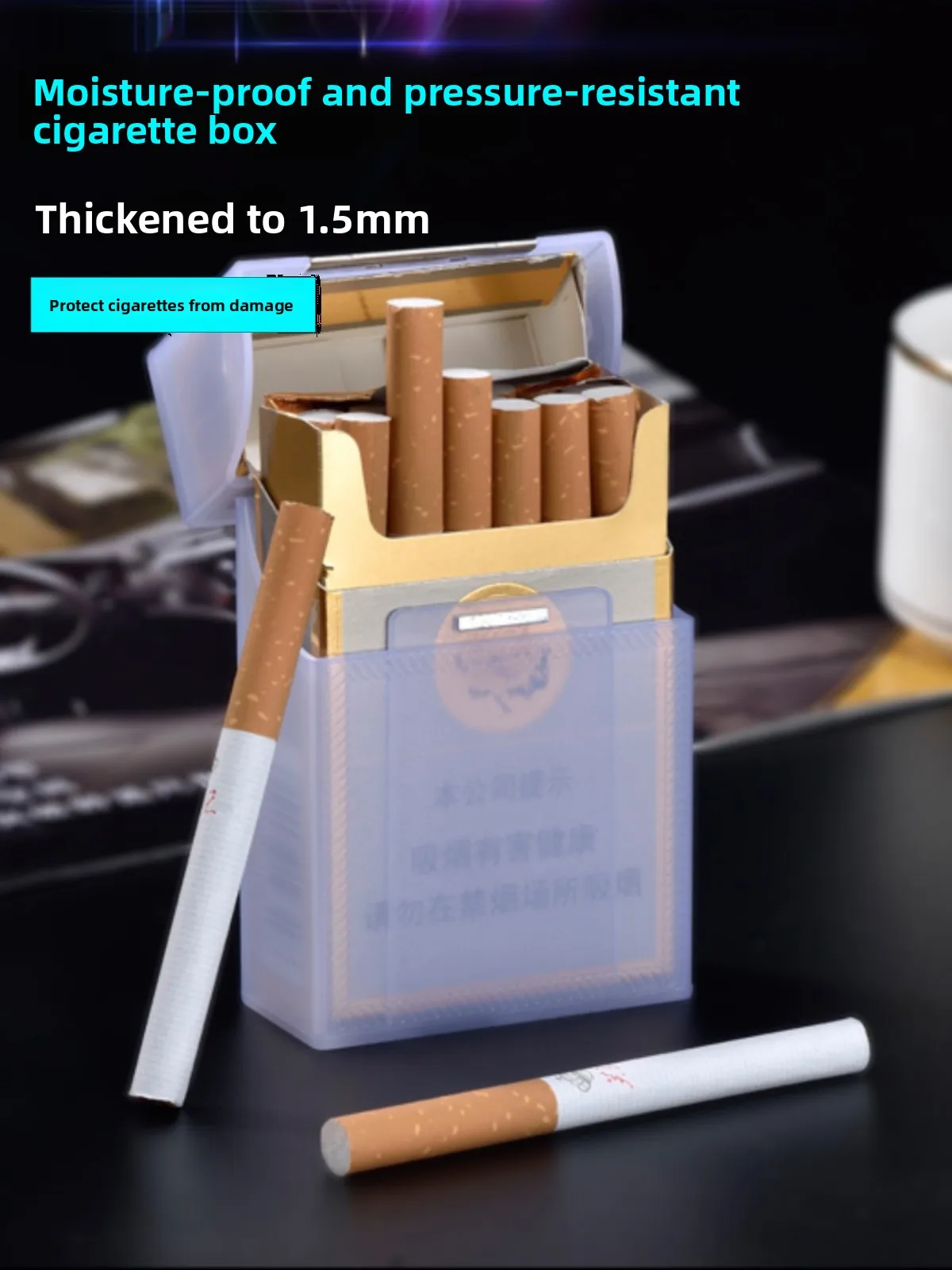 厚みのあるプラスチック製フリップカバー、磁気バックル付き、携帯用、防湿、耐圧、男性用、パーソナライズされた20本入りハードシガレットケース