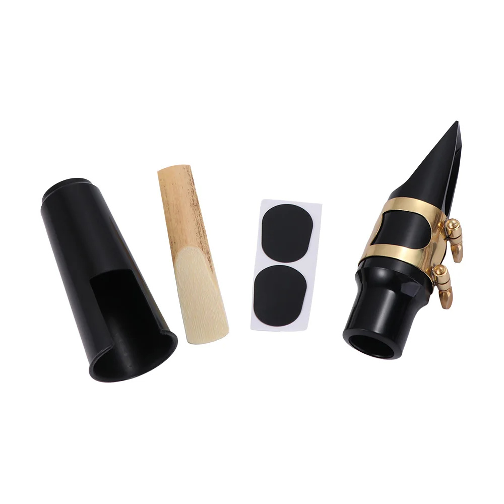 Alto/Tenor/Soprano Saxophone Mouthpiece Metal Buckle Dental Pad Sax Instrument Set Tube Head with Cap Clarinet Mouthpiece