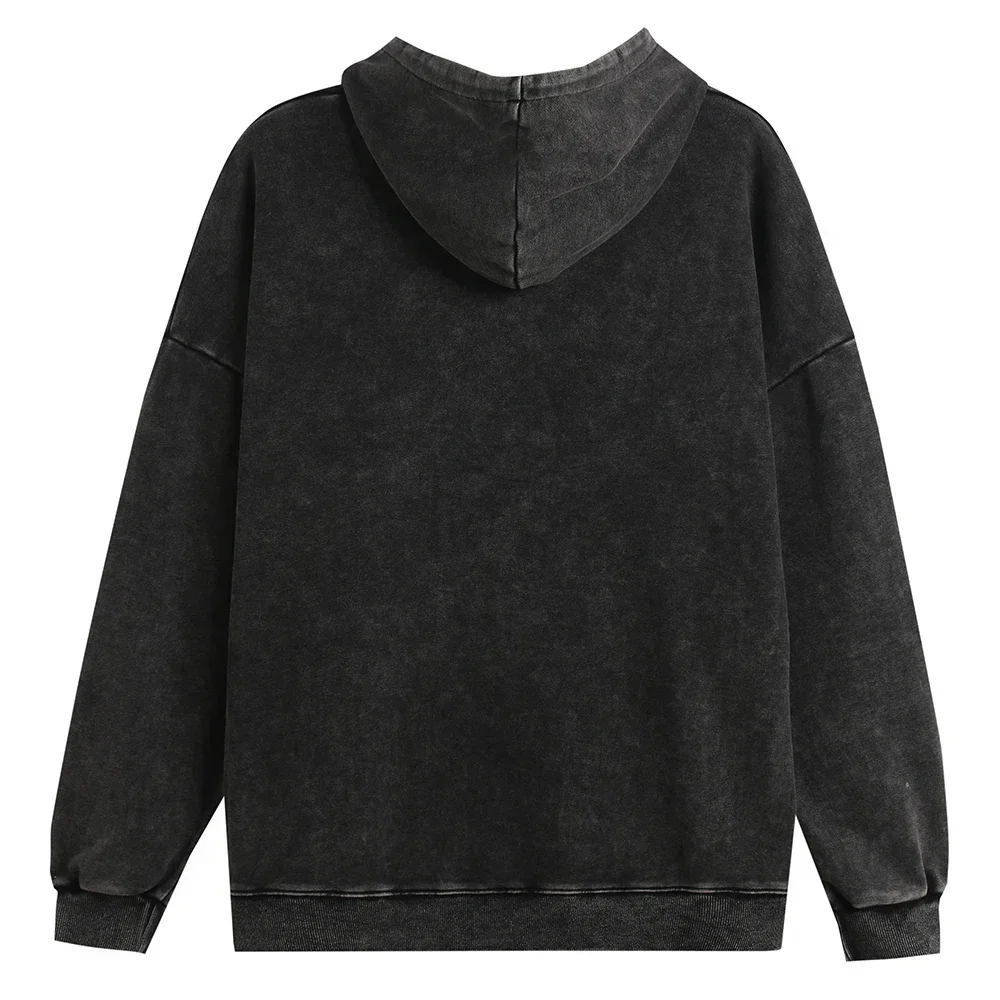 Толстовка с капюшоном из чистого хлопка, 360 г, винтажная однотонная толстовка с капюшоном в американском стиле, свободная мужская куртка для пар