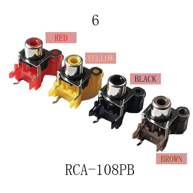 (4PCS/PACK) PCB Mount 1 Position Stereo Audio Video Jack RCA Female Connector one hole RCA-108PB-4