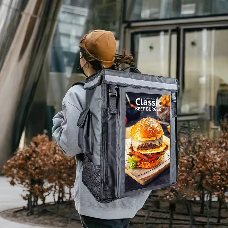 

Low Price 18 Inch Insulated LCD Backpack for Restaurant Use Durable Delivery Food Bag Take-out Box Incubator