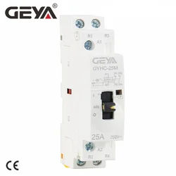 GEYA Manual Type AC Contactor 2P 16A 20A 25A 2NC OR 2NO 220V Manual Control Household Contactor Din Rail Type