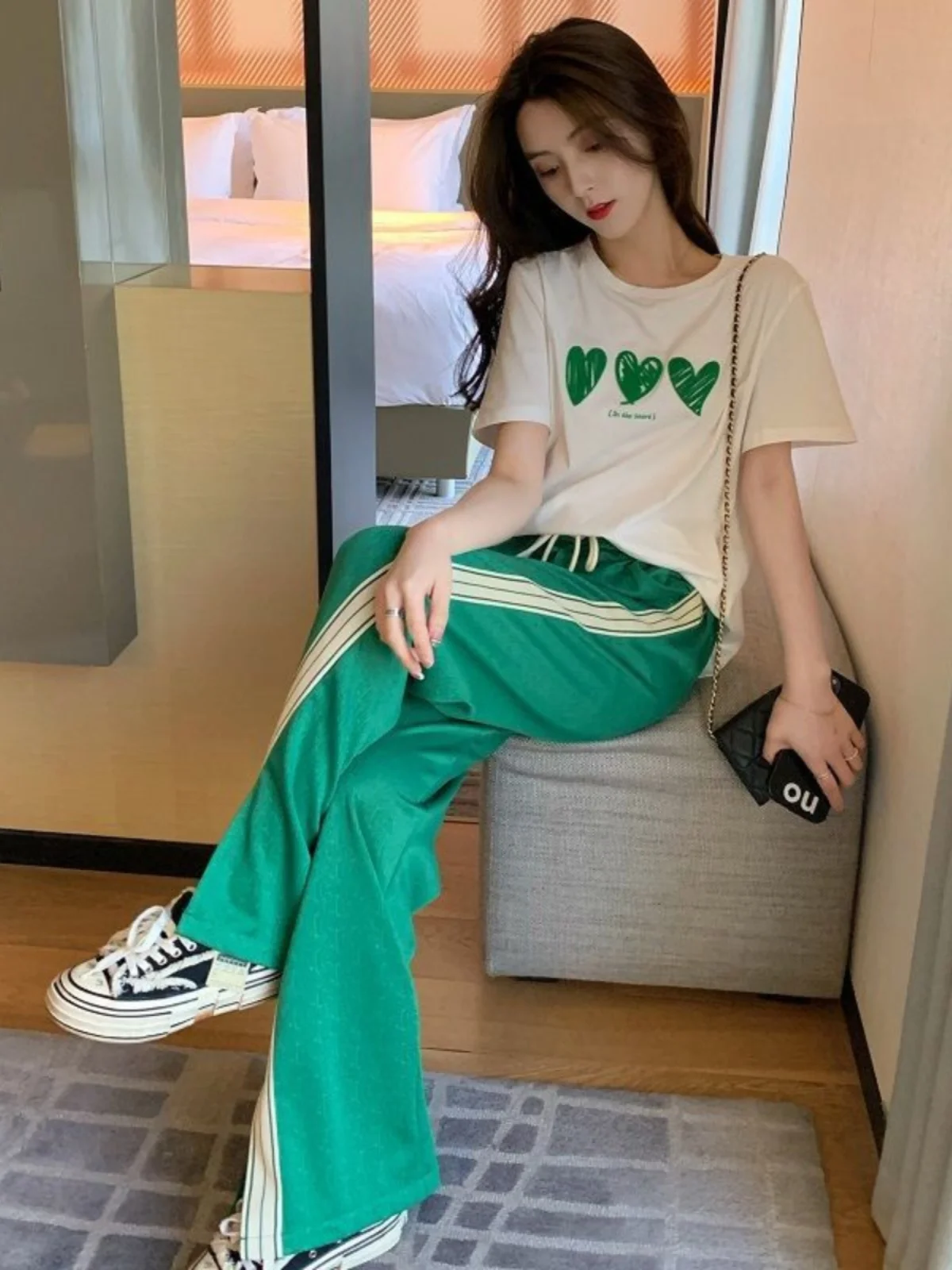 

Fashionable Casual Women's Wide Leg Pants Set Student Leisure Style Summer 2026 New Arrival Age-Defying Two-Piece Suit