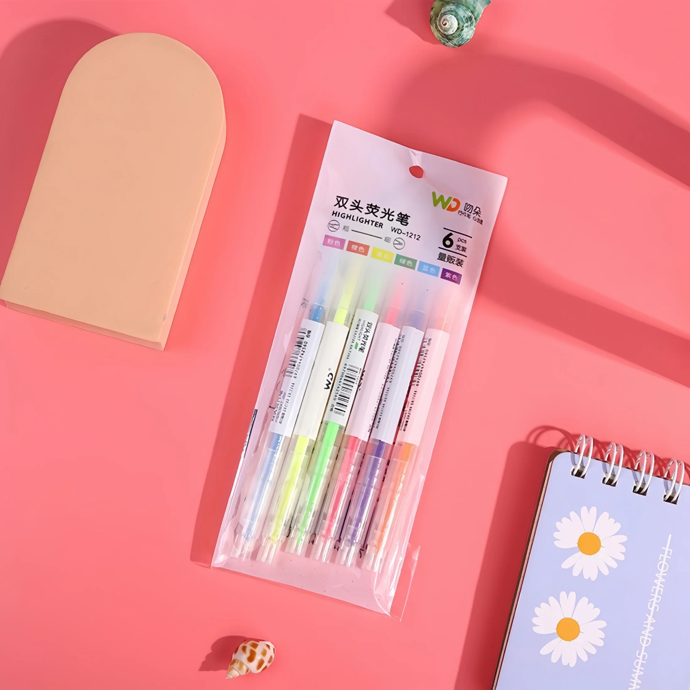 

6-Color Set of Double-Ended Highlighters, Student Highlighter Pens for Marking Key Points, Stylish Journaling Pens, Stationery Gifts