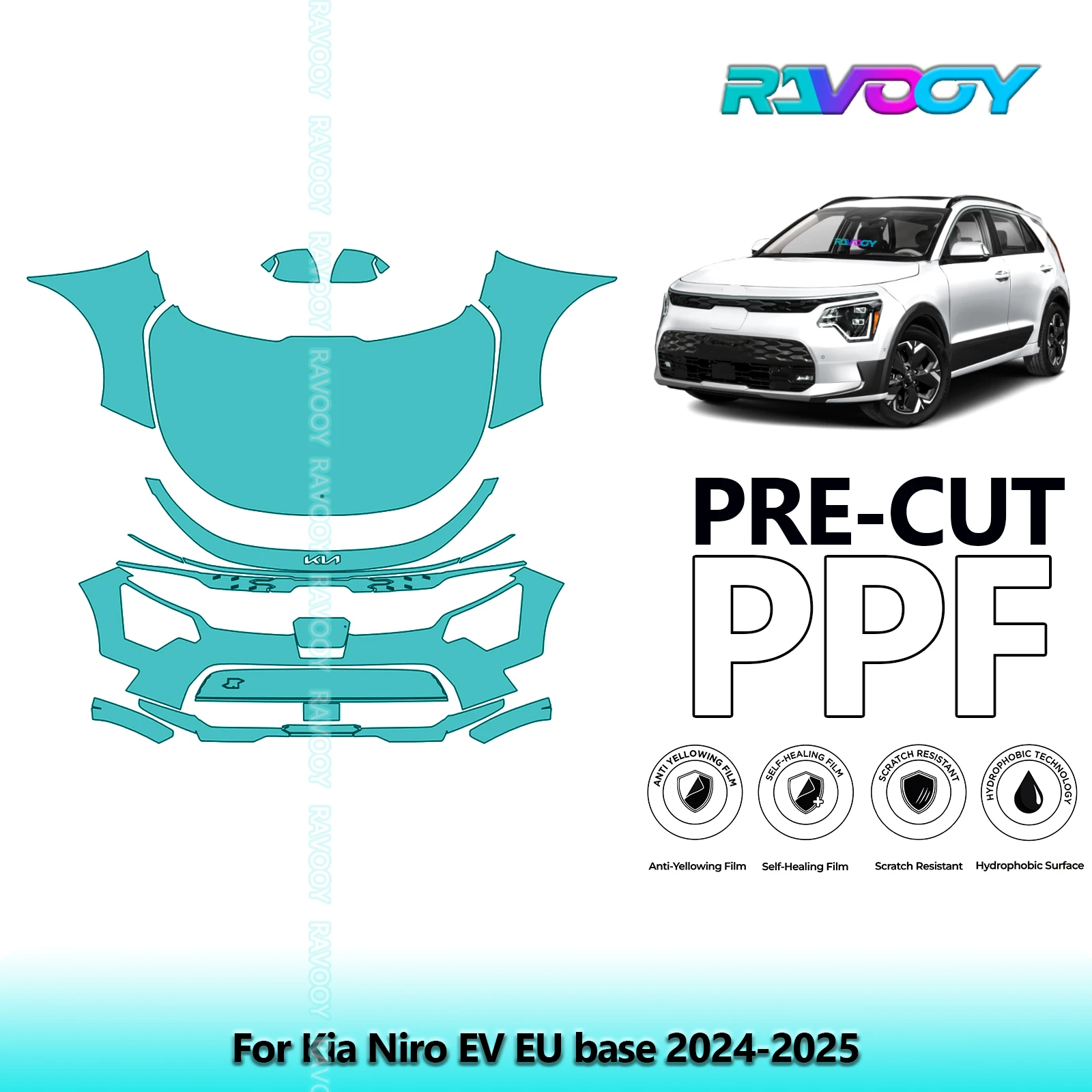 

8.5Mil Front Kit Precut Paint Protection Film PPF Clear Bra For Kia Niro EV EU base 2024-2025