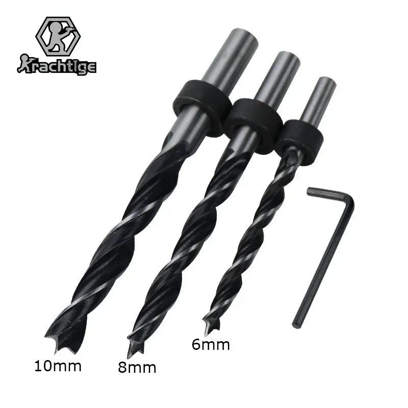 

3Pcs Drill Bit Limiter Locator Ring Depth Stop Collar Hex Wrench Woodwork Tool Carbon Steel Drill Bit 6mm 8mm 10mm