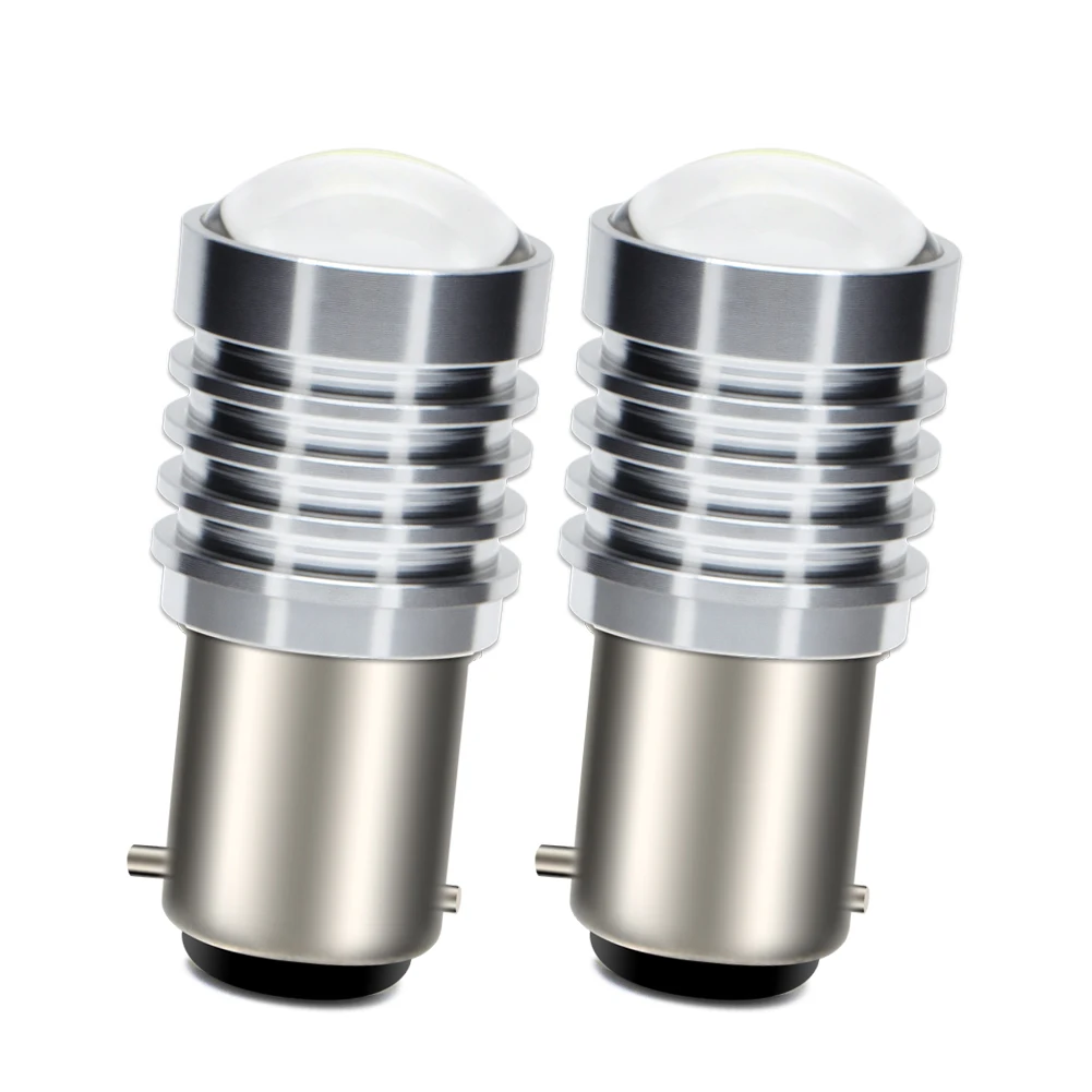 

2Pcs Ruiandsion BAX15D LED Car Signal Reverse Brake Light Bulb Fit Truck AC 6-24V High Low Beam Super Bright White Parking Light