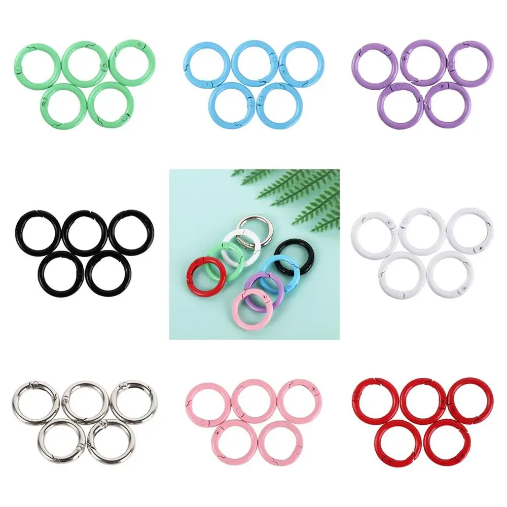 5 Pcs Handmade Part Accessories 25mm O Ring Keychain Clips Colorful Metal Openable Round Carabiner Durable Spring Clasp Jewelry