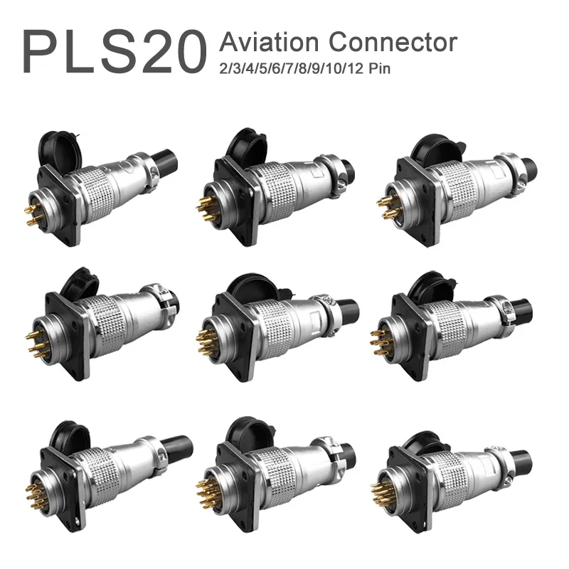 P20 Aviation Connector 2/3/4/5/6/7/8/9/10/12 Pin Male Female Plug Socket Connector WS20 TP20 PLS20 Opening Diameter 20mm