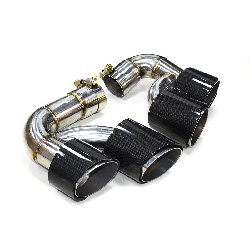 Black shiny stainless steel carbon fiber double-row four-outlet muffler exhaust system tail throat suitable for X5 G05