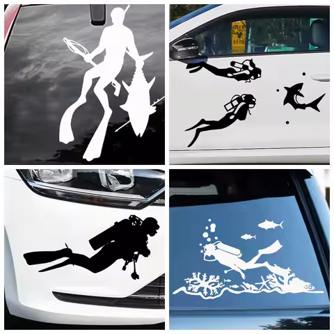 Creative Dive Theme, Diver diving Stickers Ussr Funny Sticker On Car And Decals Rear Window Vinyl Styling
