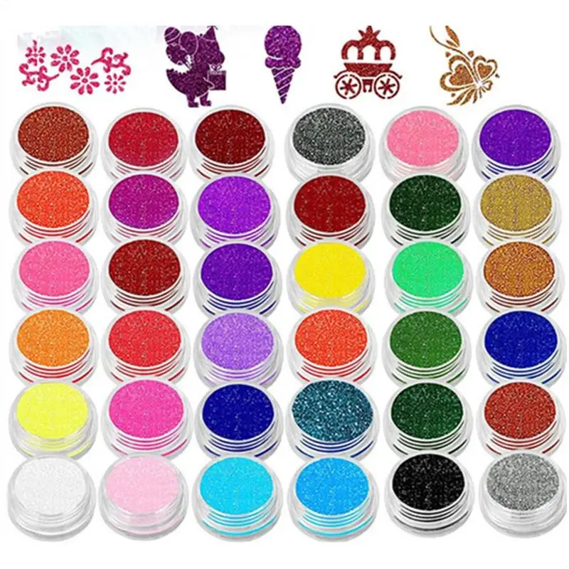 Juego de tatuaje luminoso con brillo de diamante, 36 colores, pegatina en polvo brillante, pincel de maquillaje, juego de tatuaje temporal para mujeres y niños